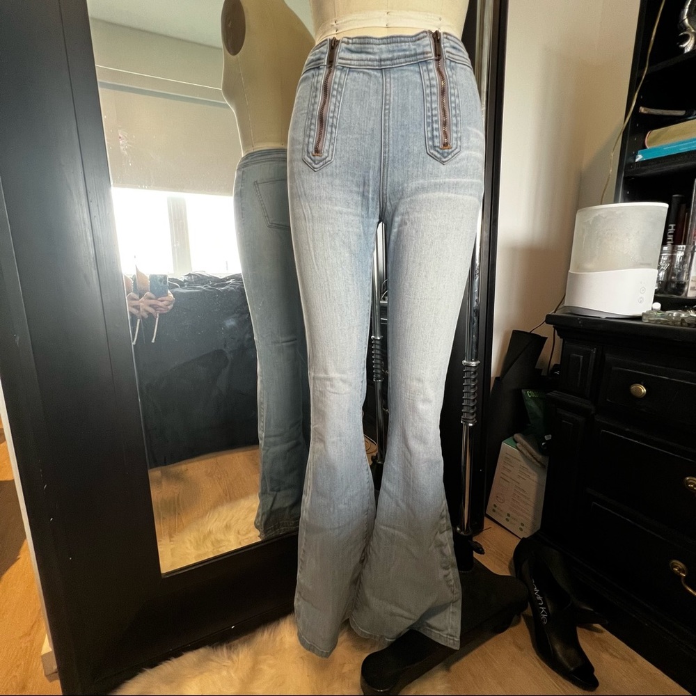 Pac Sun Erin Wasson high waist super flare light was jeans size 27